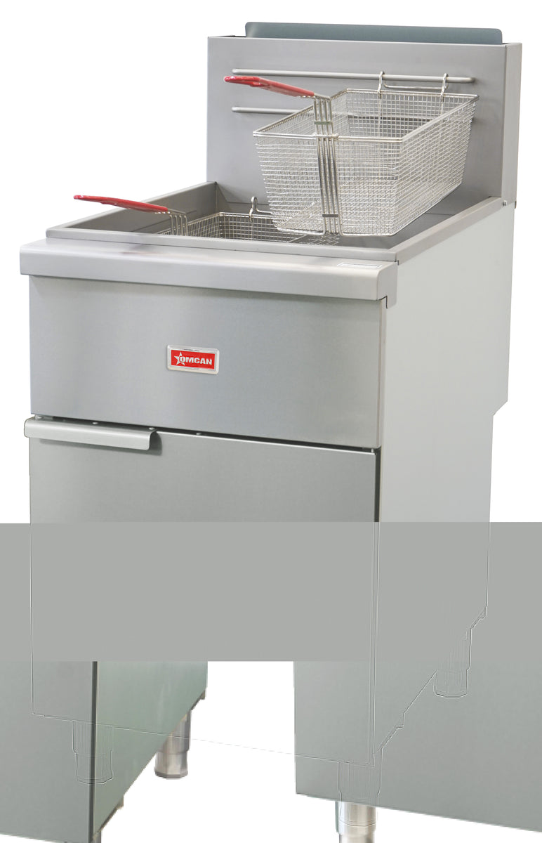 Omcan CE-CN-F5-NG 21 In. Natural Gas Floor Fryer, 5 Burners, 150,000 BTU, 75-80 Lb. Oil Capacity, Tube-Fired