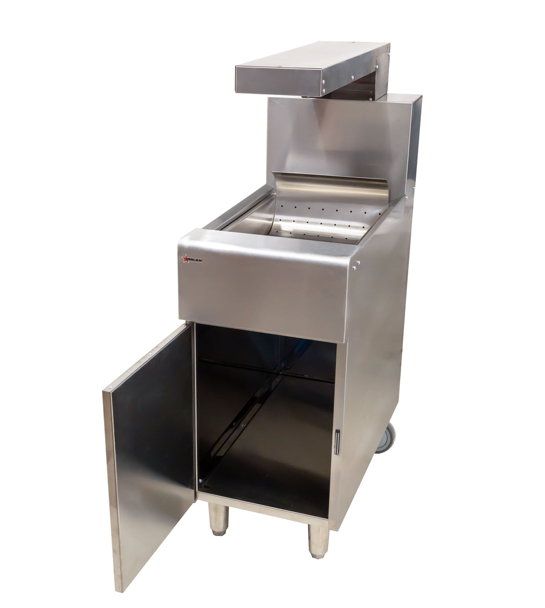 Omcan FW-CN-0032-F 31 In. Floor Model Fry Warmer Dump Station, 200W, 2 Heating Lamps, Stainless Steel