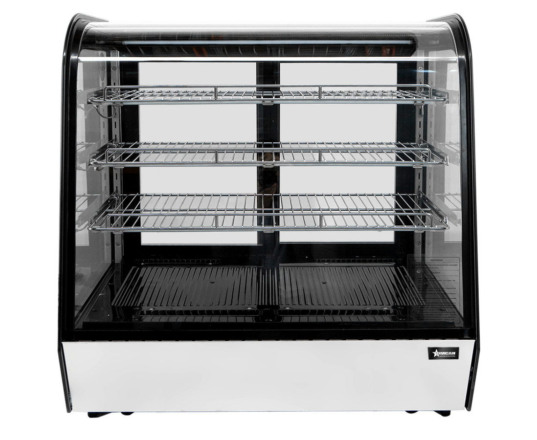 Omcan 47966 RC-CN-303°F 35 In. Countertop Curved Glass Refrigerated Display, 186L (6.56 Cu. Ft.), R290