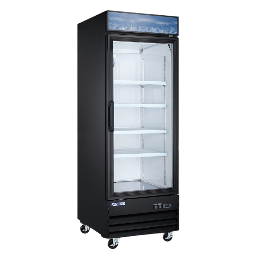 Omcan RE-CN-0014E-H 26 In. Aurora White Display Refrigerator with Lightbox, 13.5 Cu. Ft., Glass Door, R290