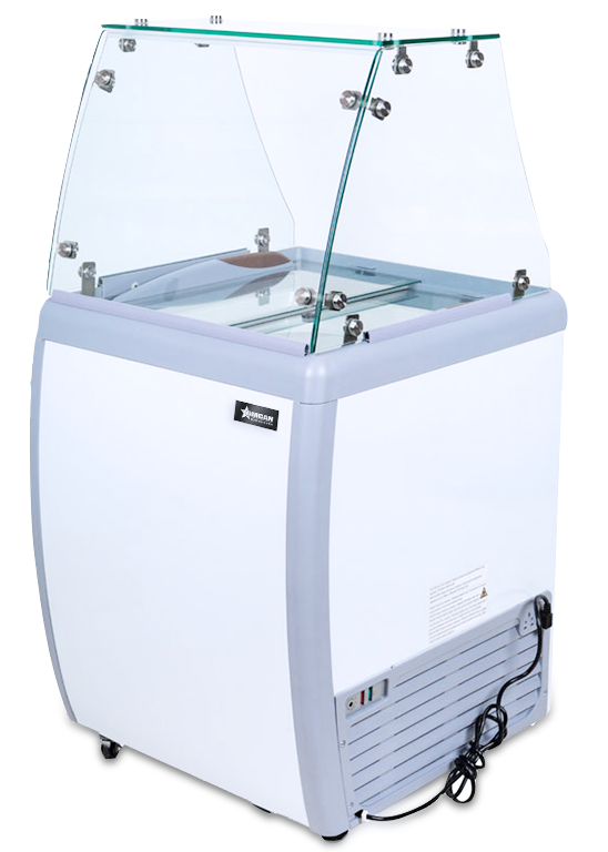 Omcan FR-CN-0160-S 26 In. Ice Cream Dipping Freezer, 6 Tub Capacity, Flat Sneeze Guard, Stainless Steel