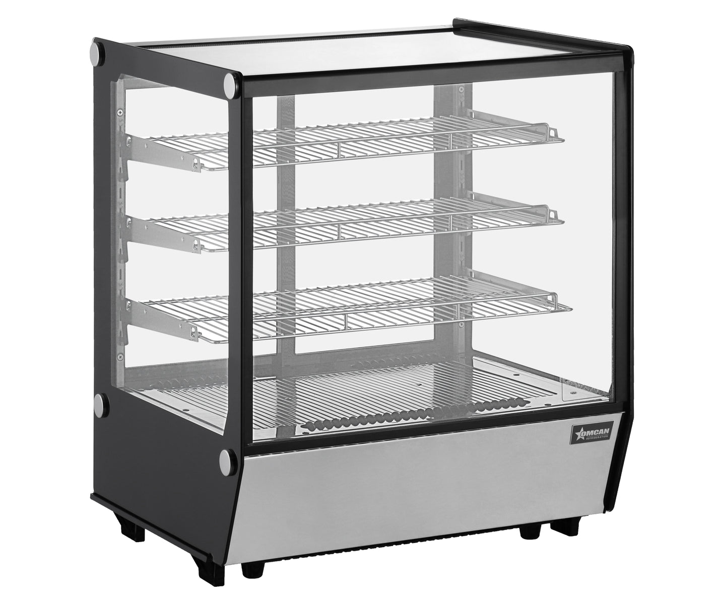 Omcan RS-CN-0145S-5 28 In. Countertop Square Glass Refrigerated Display Showcase, 145L (5.12 Cu. Ft.), R290