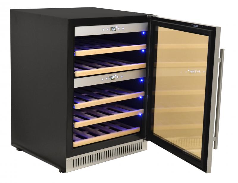 Omcan WC-CN-0040-D 23 In. Vinovero Dual Zone Wine Cooler, 40-Bottle Capacity, Stainless Steel Door, R600a