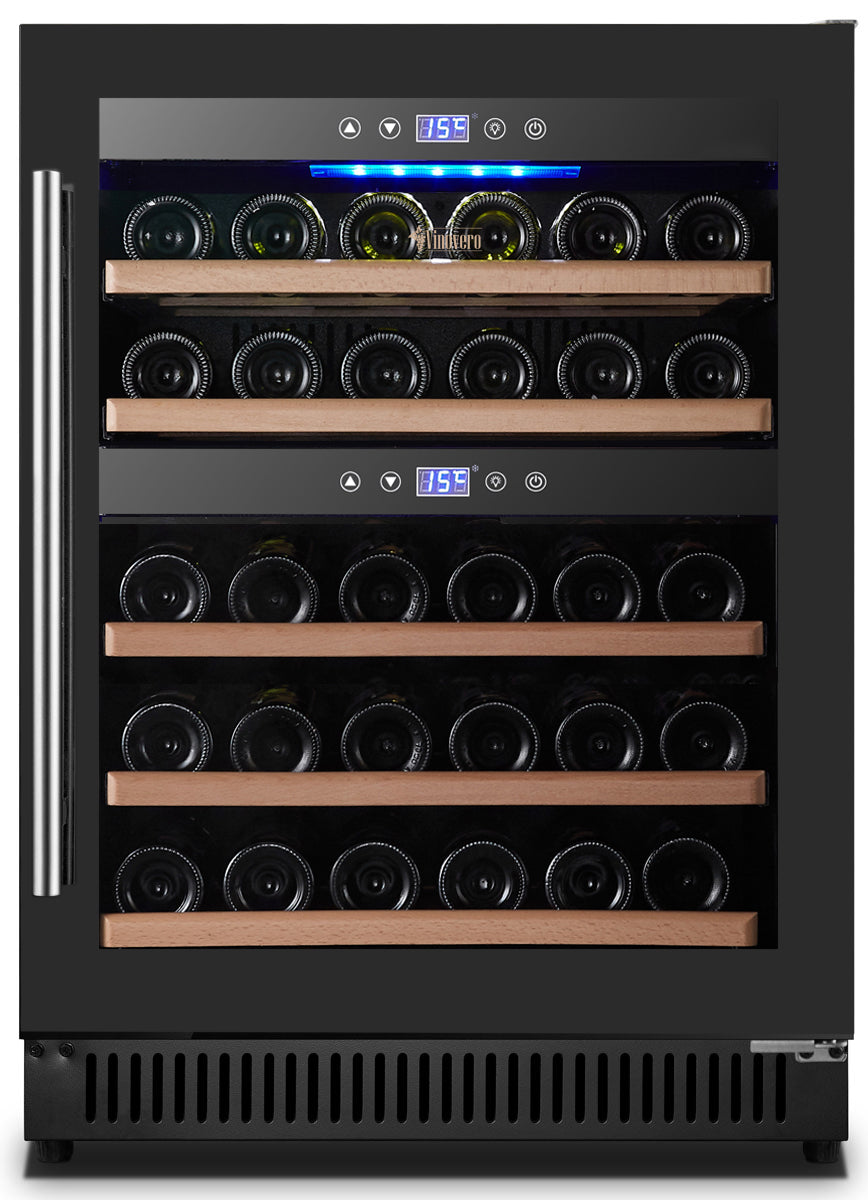 Omcan WC-CN-0040-DB Vinovero 23 In. Dual Zone Wine Cooler, 40 Bottle Capacity, Black Glass Door, R600a Refrigerant