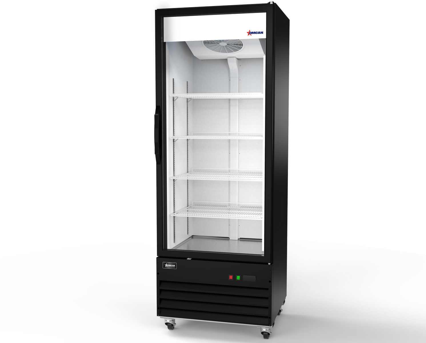 Omcan RE-CN-29R-HC 30 In. Single Glass Door Merchandiser Refrigerator, 16.3 Cu. Ft., R290, LED Lighting
