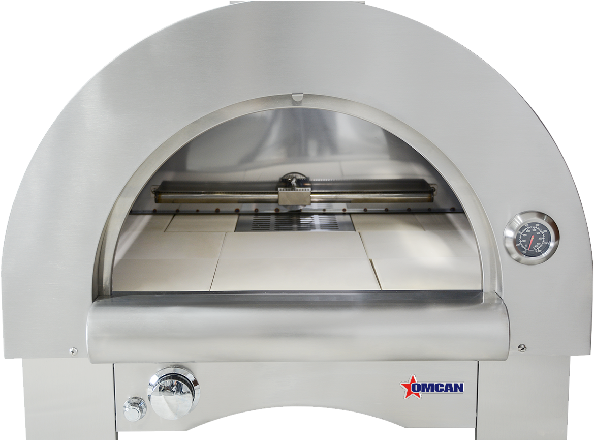 Omcan CE-CN-0082T-WG 33 In. Countertop Wood Burning and Propane Pizza Oven, 35,000 BTU, Stainless Steel