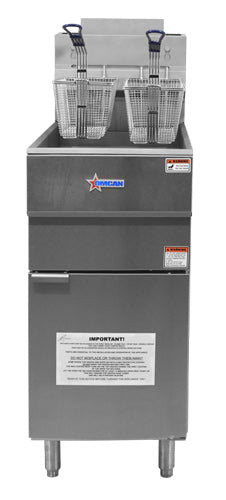 Omcan CE-CN-0023-FP 40 lb Propane Floor Fryer, 90,000 BTU, Stainless Steel