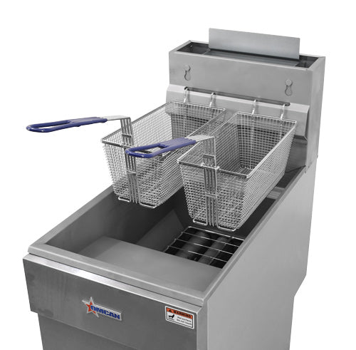 Omcan CE-CN-0023-FP 40 lb Propane Floor Fryer, 90,000 BTU, Stainless Steel