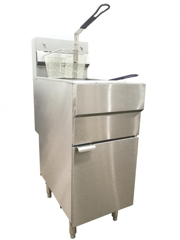 Omcan CE-CN-0023-FN 40 lb Natural Gas Floor Fryer, 90,000 BTU, Stainless Steel