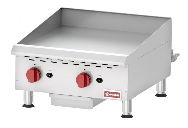 Omcan CE-CN-G24M 24 In. Countertop Gas Griddle, Manual Control, 2 Burners, 60,000 BTU
