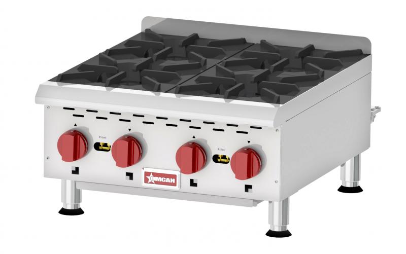 Omcan CE-CN-HP424M 24 In. Countertop Gas Hot Plate, 4 Burners, 88,000 BTU, Cast Iron Grates