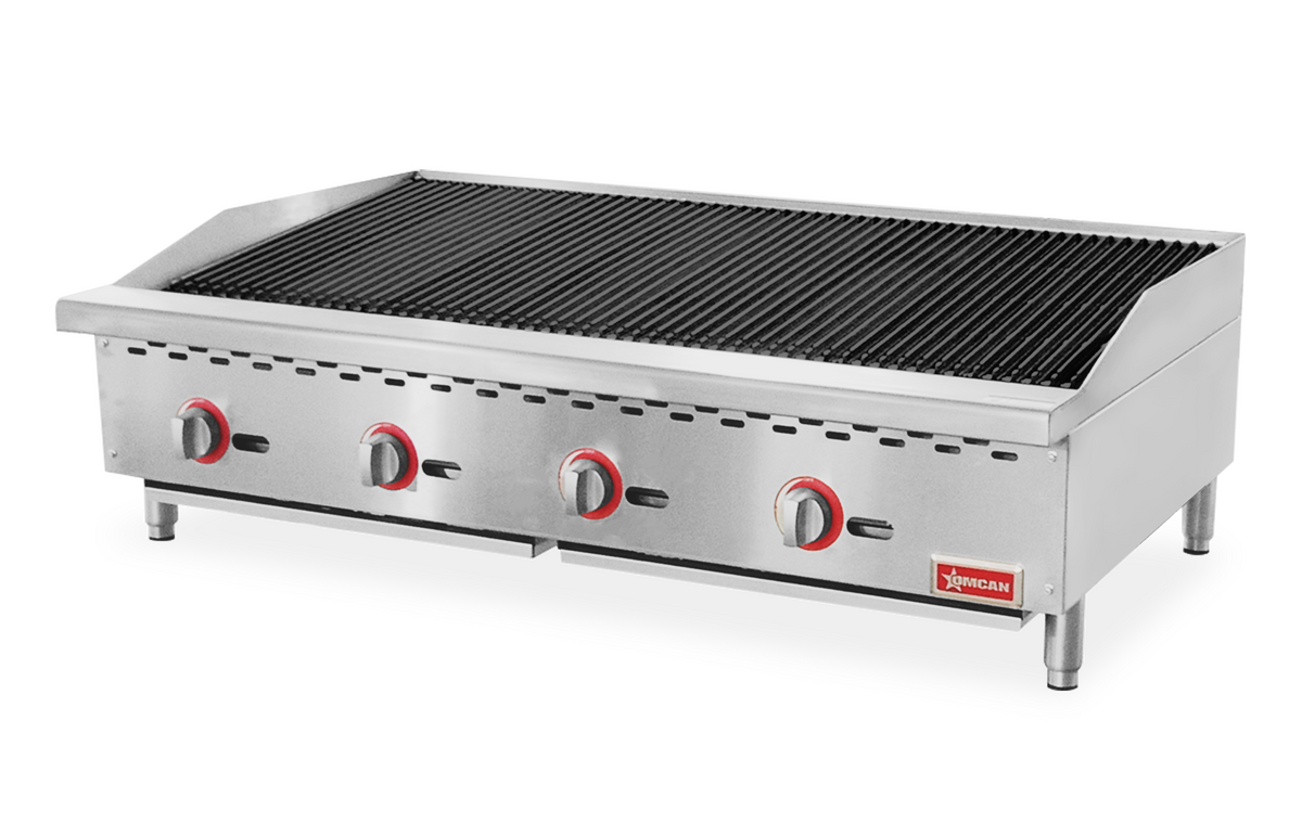 Omcan CE-CN-CB48-M 48 In. Countertop Radiant Gas Charbroiler, 4 Burners, 140,000 BTU