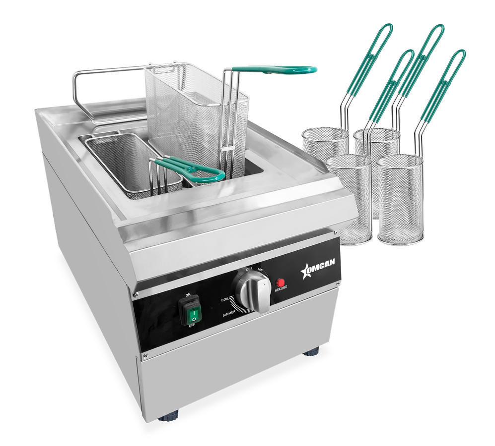 Omcan CE-CN-0004-N 14 In. Electric Single Tank Pasta Cooker, 9L (2.4 Gal), 3,600W, 240V, Stainless Steel 304