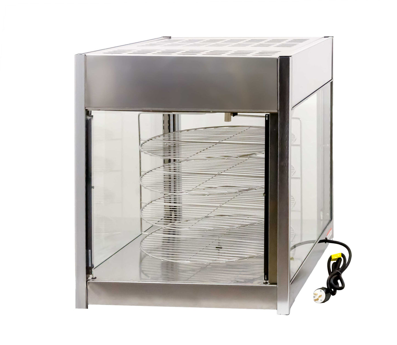 Omcan DW-CN-0457SS 24 In. Pizza Display Warmer, 1,500W, 18 In. Rotating Shelves, Tempered Glass, Digital Controls