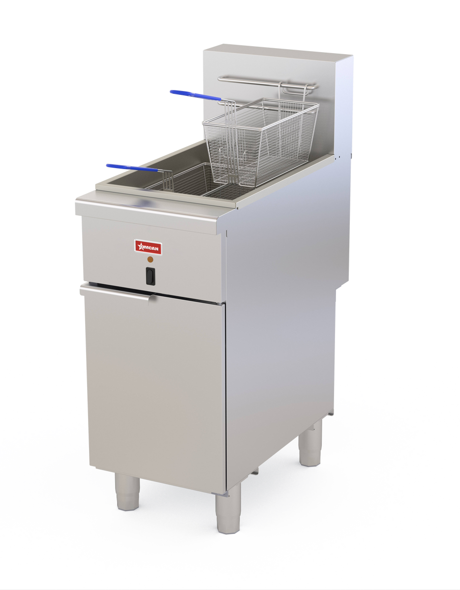 Omcan CE-CN-0050-T3 16 In. Electric Floor Fryer, 50 lb Oil Capacity, Snap Action Thermostat, 208V/3Ph