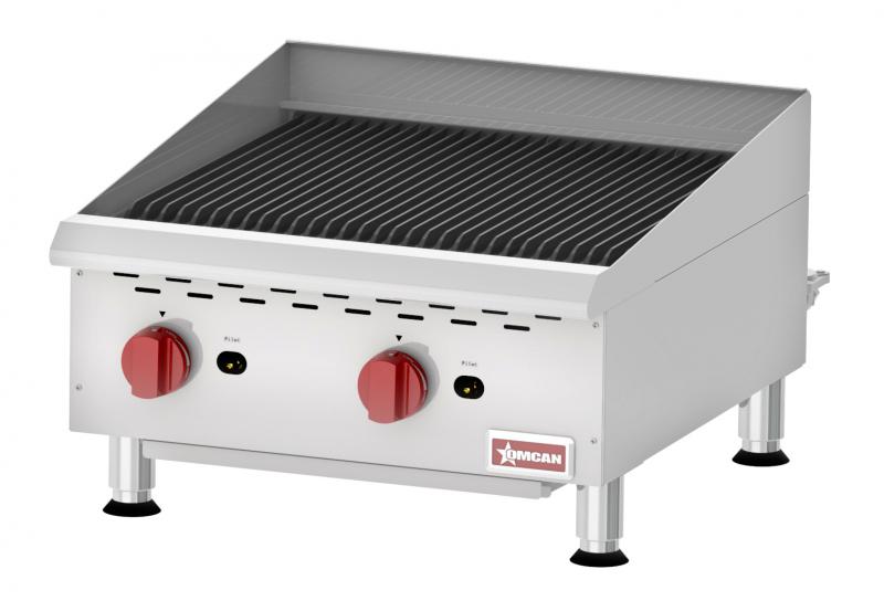Omcan CE-CN-CBR24 24 In. Countertop Radiant Gas Charbroiler, 2 Burners, 80,000 BTU, Natural Gas