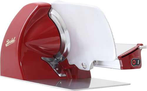 Omcan MS-IN-0250H-R Home Line 250 10 In. Meat Slicer, Red, Chrome-Plated Steel Blade