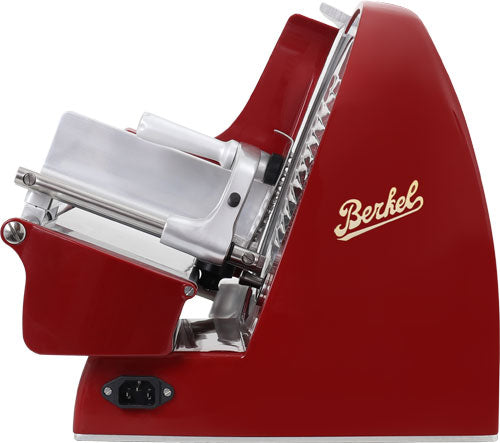 Omcan MS-IN-0250H-R Home Line 250 10 In. Meat Slicer, Red, Chrome-Plated Steel Blade