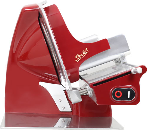 Omcan MS-IN-0250H-R Home Line 250 10 In. Meat Slicer, Red, Chrome-Plated Steel Blade