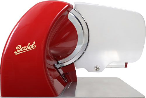 Omcan MS-IN-0250H-R Home Line 250 10 In. Meat Slicer, Red, Chrome-Plated Steel Blade