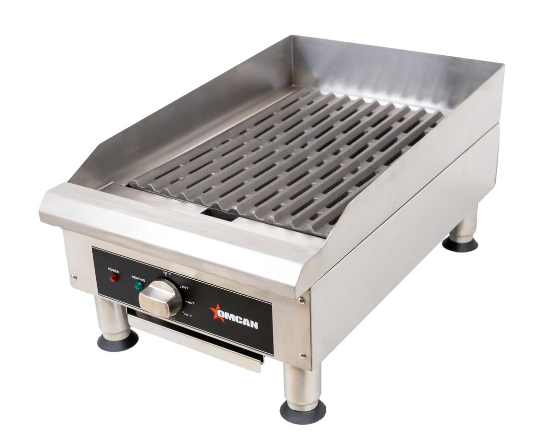 Omcan CE-CN-0350-240V 16 In. Electric Charbroiler with Interchangeable Grill and Griddle Plates, 3.6 kW, 240V