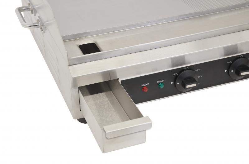Omcan CE-CN-0610-FR 24 In. Electric Griddle, Half Smooth / Half Ribbed, 3.6 kW, Two Independent Controls, 240V