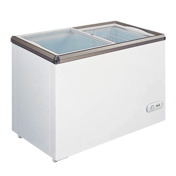 Omcan FR-CN-0500 66 In. Ice Cream Display Chest Freezer, Flat Glass Top, 466L (16.5 Cu. Ft.)