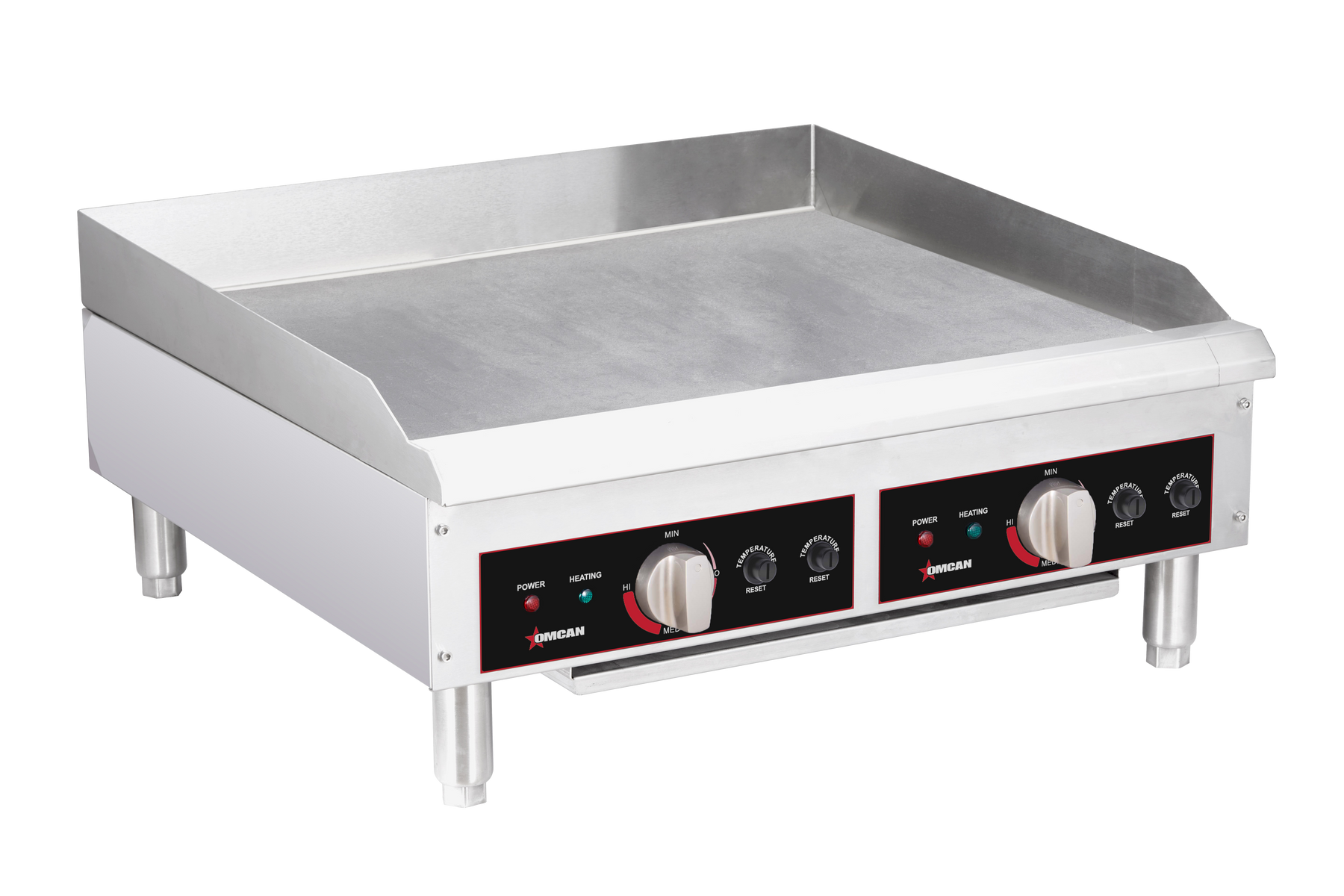 Omcan CE-CN-2419 26 In. Electric Charbroiler with Interchangeable Grill and Griddle Plates, 2 x 3.6 kW, 240V, Dual Controls