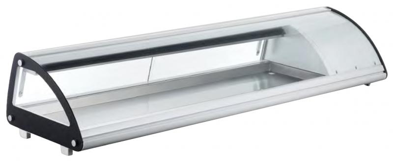 Omcan RS-CN-0103-SC 69 In. Refrigerated Sushi Showcase, Curved Glass, 103L (3.63 Cu. Ft.), 5 x 1/2 GN