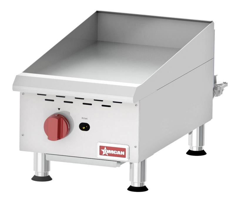 Omcan CE-CN-G15M 15 In. Countertop Gas Griddle, Manual Control, 1 Burner, 30,000 BTU