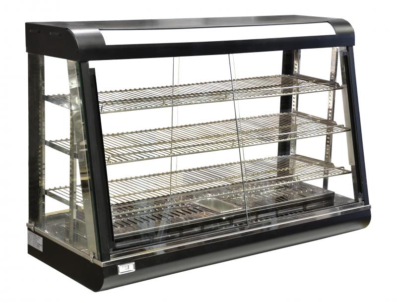 Omcan DW-CN-1194 47 In. Hot Food Merchandiser, Glass on All Sides, Front and Rear Access