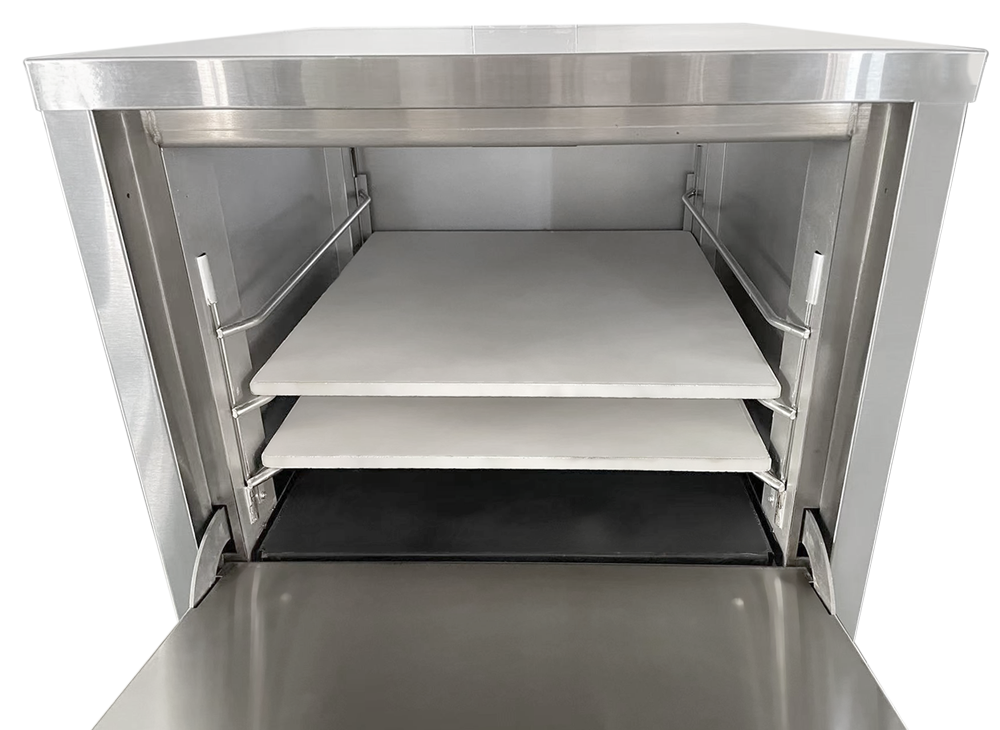 Omcan PE-CN-24P19 20 In. Countertop Gas Pizza Oven, 32,000 BTU, 2 Decks, Baking Stones