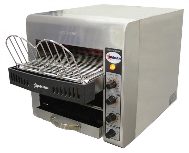 Omcan CE-TW-0250 Stainless Steel Conveyor Toaster, 300 Slices/Hr, 10 In. Conveyor Width, 1800W, Variable Speed
