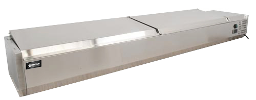 Omcan RS-CN-0009-PSS 79 In. Refrigerated Topping Rail with Stainless Steel Cover, 9 x GN 1/3 Pans