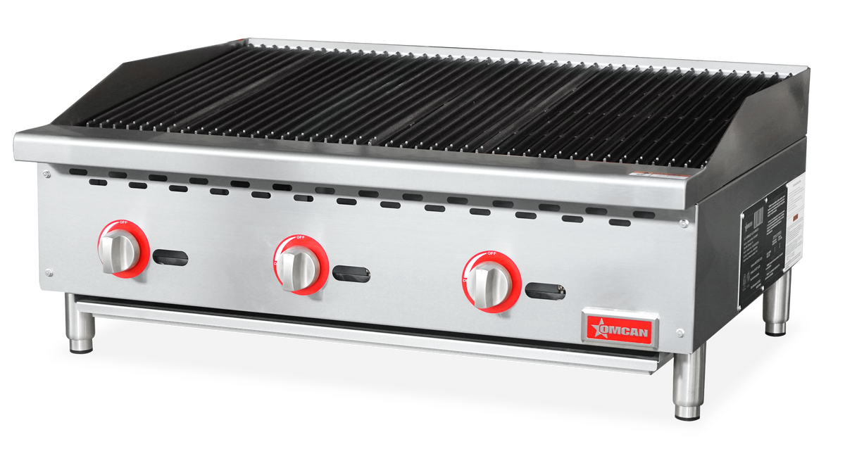 Omcan CE-CN-CB36-M 36 In. Countertop Radiant Gas Charbroiler, 3 Burners, 105,000 BTU