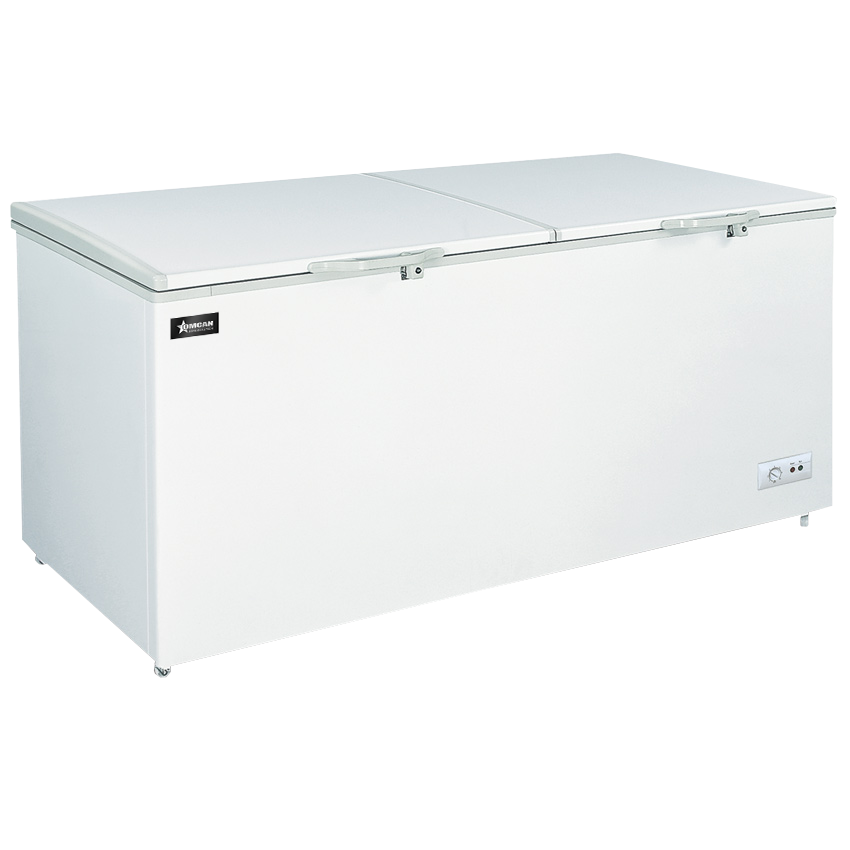 Omcan FR-CN-0600 76 In. Chest Freezer with Solid Flat Top, 20 Cu. Ft., R290, Manual Defrost, Hinged Lid