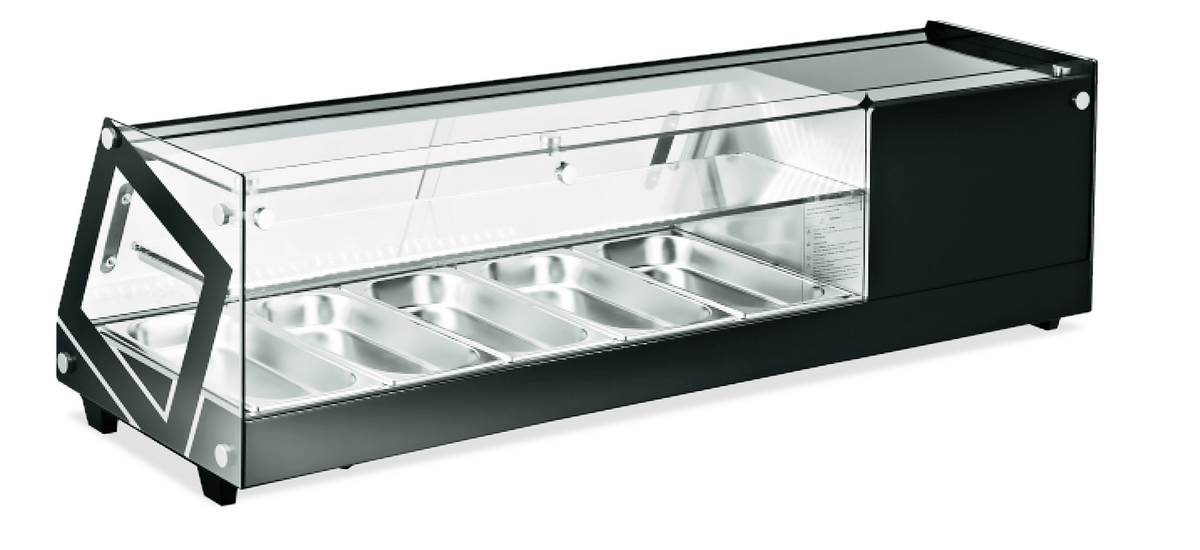 Omcan RS-CN-0064 51 In. Refrigerated Sushi Showcase, Flat Glass, 64L (2.26 Cu. Ft.), Direct Cooling