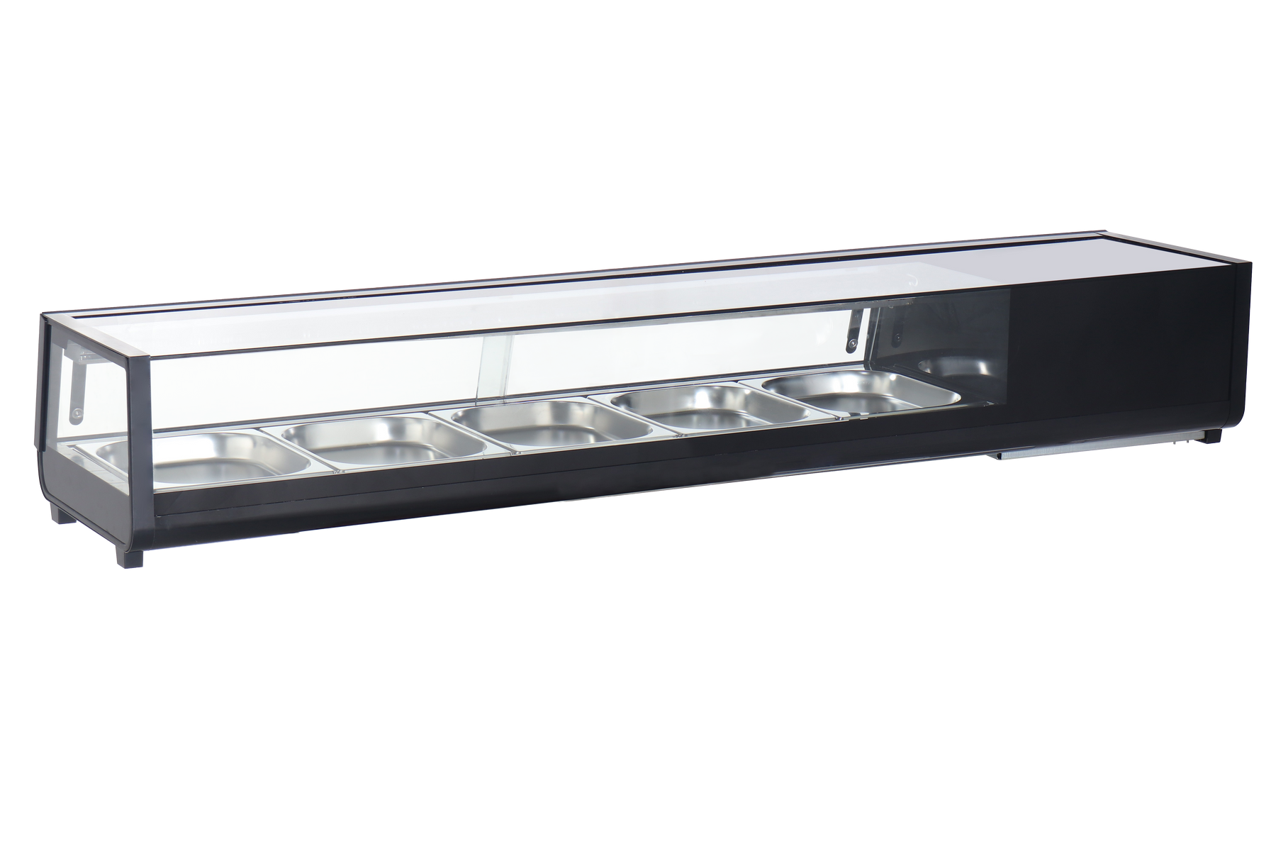 Omcan RS-CN-0132-2 71 In. Refrigerated Sushi Showcase, Black, 132L (4.7 Cu. Ft.), Sliding Door