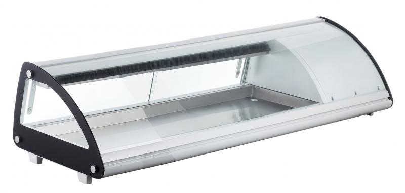 Omcan RS-CN-0043-SC 45 In. Refrigerated Sushi Showcase, Curved Glass, 43L (1.51 Cu. Ft.), 4 x 1/3 GN