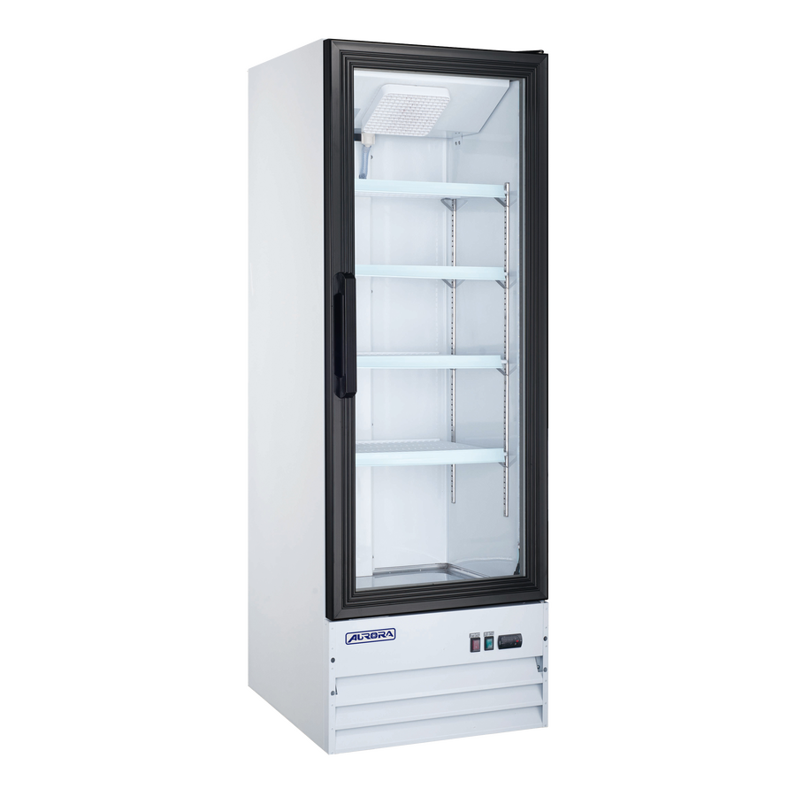 Omcan RE-CN-0045E-HC 54 In. Aurora White Display Refrigerator, 45 Cu. Ft., Glass Door, R290, Lightbox