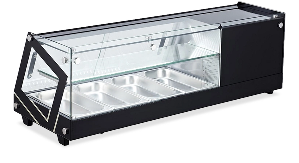 Omcan RS-CN-0044 45 In. Refrigerated Sushi Showcase, Flat Glass, 44L (1.55 Cu. Ft.), Direct Cooling