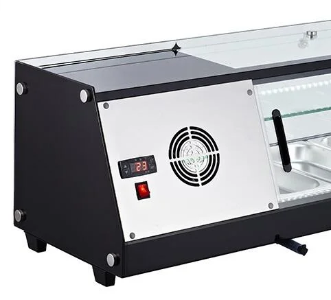 Omcan RS-CN-0044 45 In. Refrigerated Sushi Showcase, Flat Glass, 44L (1.55 Cu. Ft.), Direct Cooling