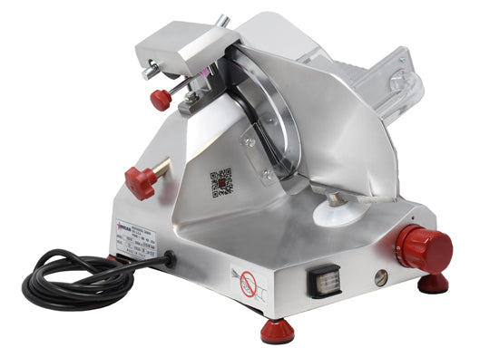 Omcan MS-IT-0195-S 8 In. Belt-Driven Meat Slicer, Red, Fixed Sharpener, 150W