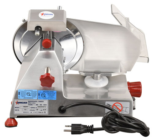 Omcan MS-IT-0195-S 8 In. Belt-Driven Meat Slicer, Red, Fixed Sharpener, 150W