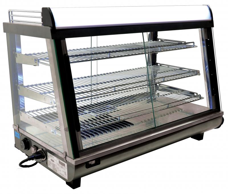 Omcan DW-CN-0136 36 In. Countertop Display Warmer, 136L (4.8 Cu. Ft.), 3 Chrome-Plated Shelves, Sliding Rear Doors
