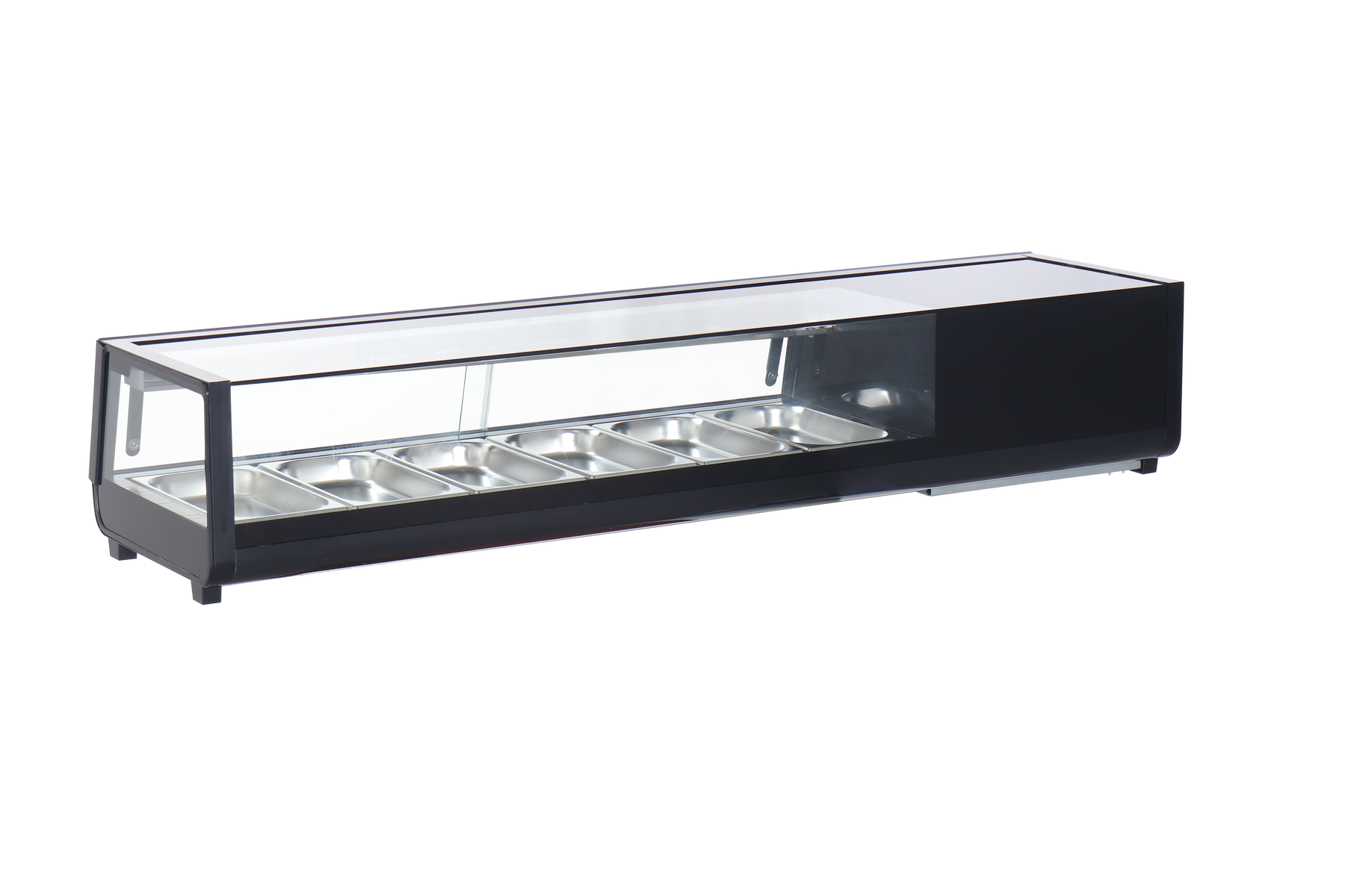 Omcan RS-CN-0062-2 60 In. Refrigerated Sushi Showcase, Black, 62L (2.2 Cu. Ft.), Sliding Door