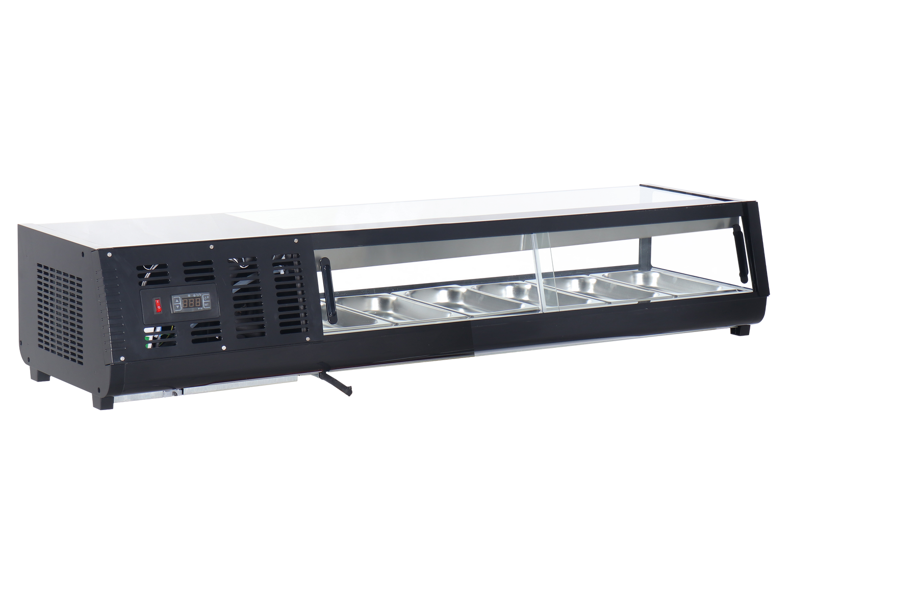 Omcan RS-CN-0062-2 60 In. Refrigerated Sushi Showcase, Black, 62L (2.2 Cu. Ft.), Sliding Door