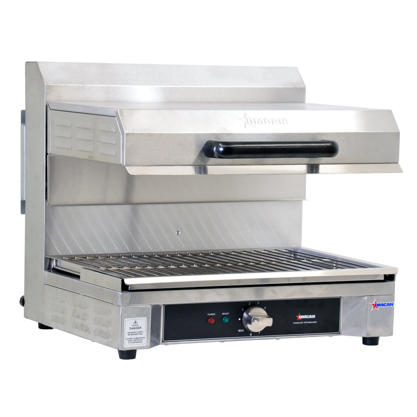 Omcan CE-CN-0580-S Quartz Salamander Grill, 14" x 21" Warming Base, 3.2 kW, Stainless Steel