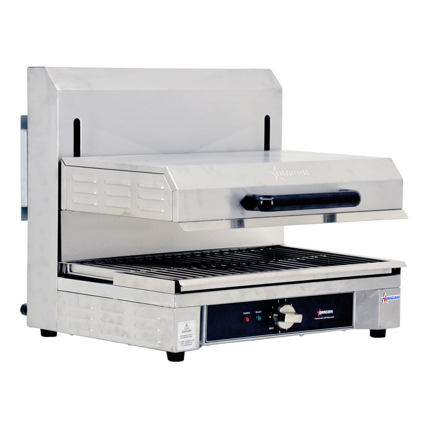 Omcan CE-CN-0580-S Quartz Salamander Grill, 14" x 21" Warming Base, 3.2 kW, Stainless Steel