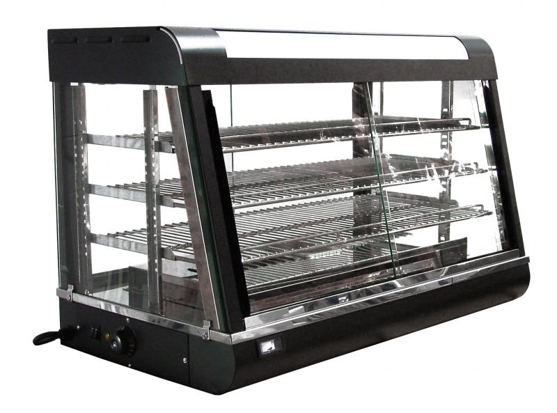 Omcan DW-CN-0902 35 In. Hot Food Merchandiser, Glass on All Sides, Front and Rear Access